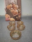 Lot of 5 Anchor Hocking Amber Iridescent Glass Dishes, Vintage Bubble