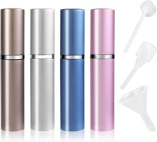 5ml Refillable Perfume Atomizer Bottles, 4-Pack with 3 Refill Tools, Portable Tr