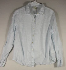 Joie Womens Linen Button Front Shirt Long Sleeve Collared Size M Light Blue
