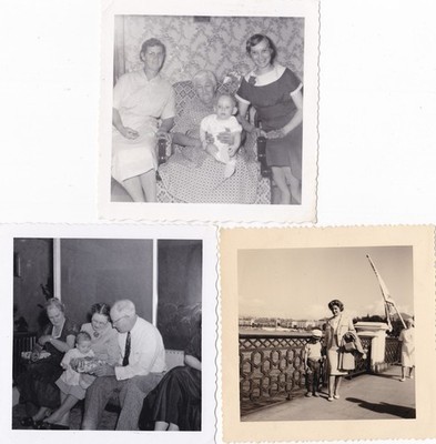 3 x Retro Vintage Schnappschuss Fotos Familien Menschen Damen Kinder