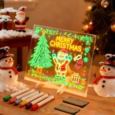 Led Note Board with Colors, Light Up Acrylic Message Board, 5.9*5.9in 