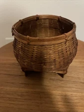 Vintage Medium Japanese Style Woven Basket Likely For Storage/Flower Arranging