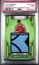 2024-25 Obsidian Zach Edey Unbreakable Patch Electric Etch Green Flood /25 PSA 9