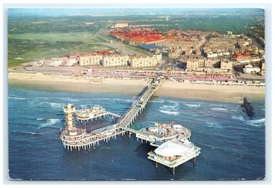 Pier Aerial Seaside Resort Beachfront View Scheveningen Netherlands Postcard