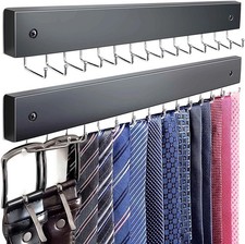 2Pack Tie Rack Wall Mounted Wooden Tie Hanger Tie Organizer for Men with 28 Hook