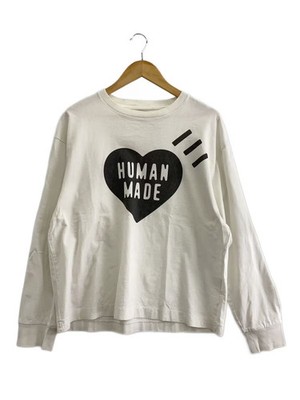 HUMAN MADE Heart Logo Double Sided Print Long Sleeve T Shirt L Cotton WHT