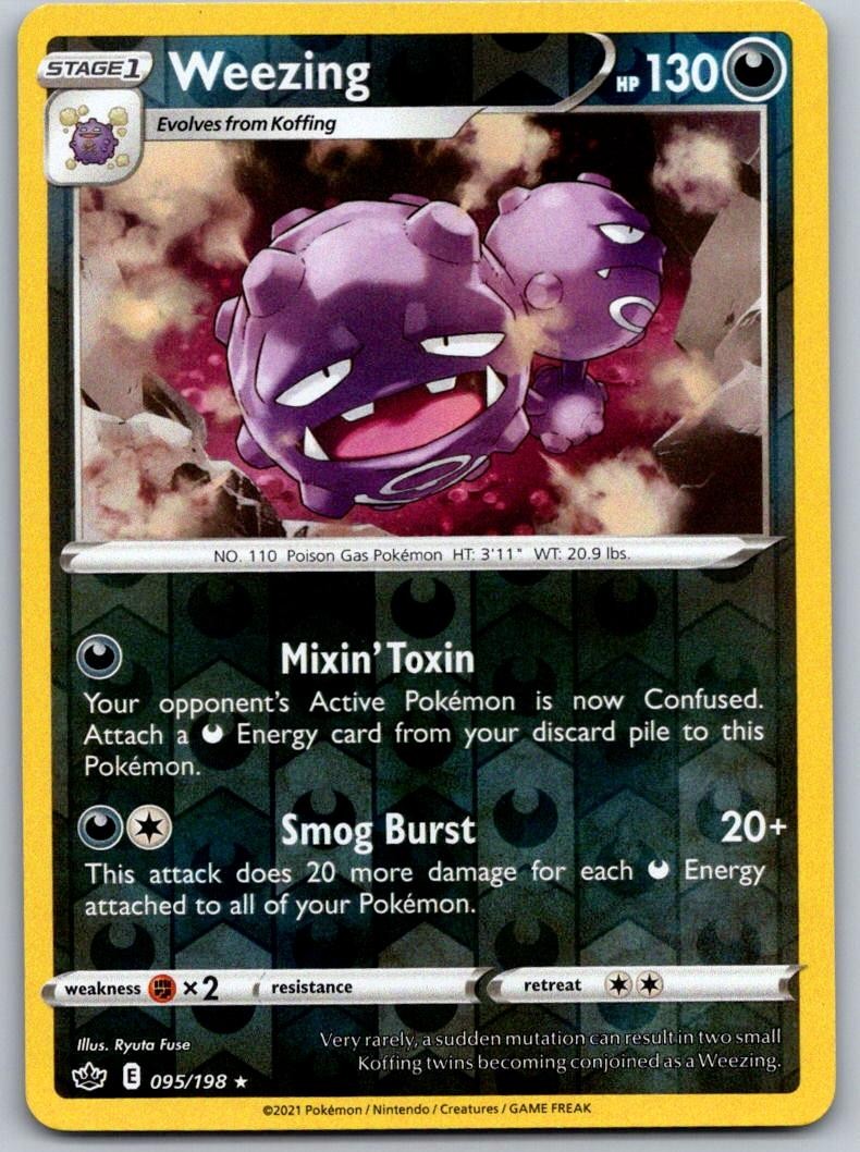 Weezing 095/198 Rare Chilling Reign Pokemon Reverse Holo Near Mint