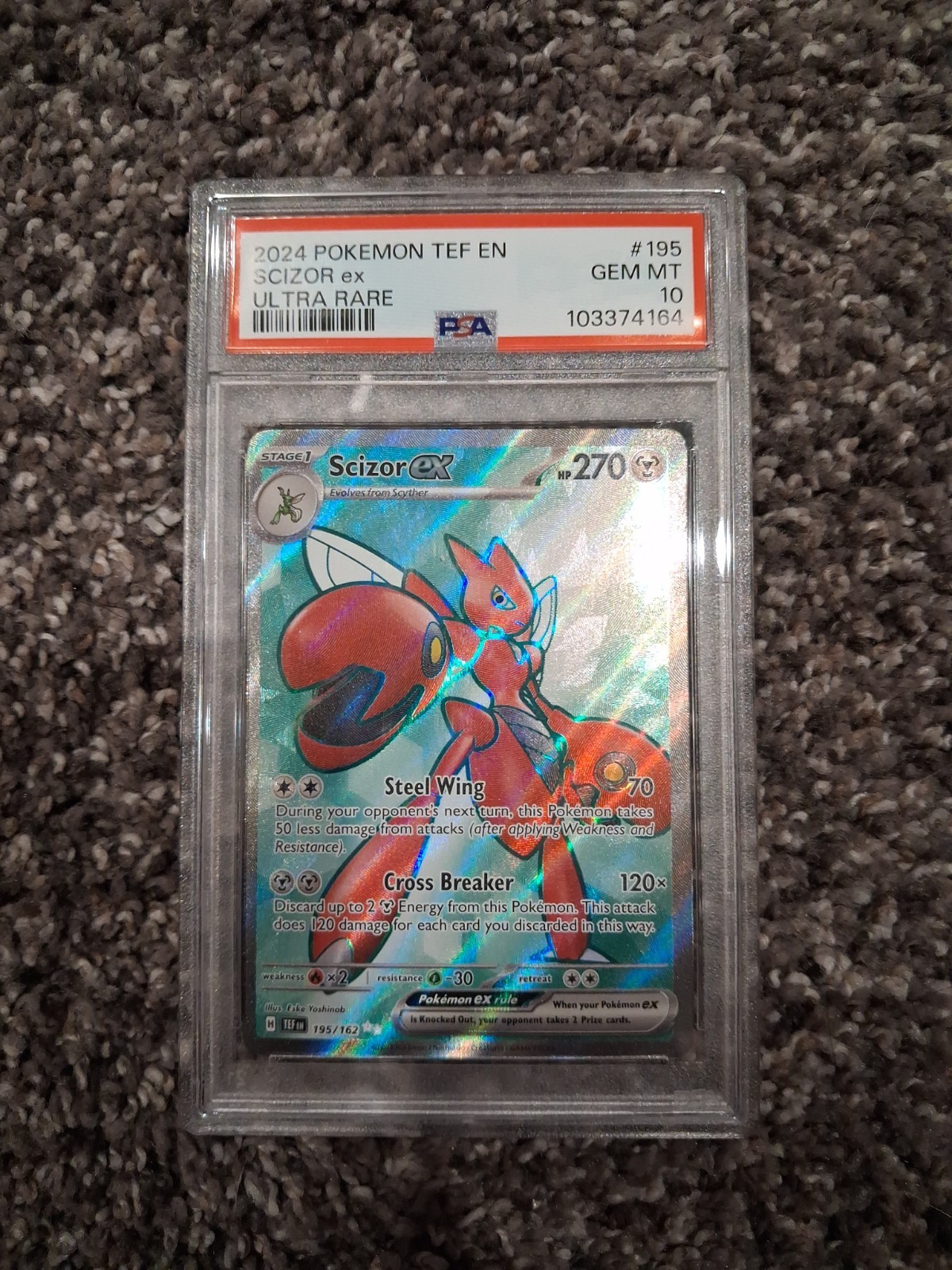Pokémon Scizor ex 195/162 SV05 Temporal Forces Ultra Rare Holo PSA 10 2024