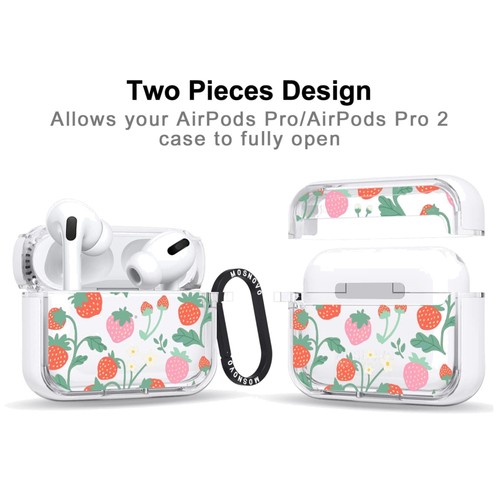 Stylish Clear Case for AirPods Pro 2 - Strawberry Garden