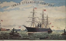 Steamer Inman Steamship Company Liner Advert TransAtlantic Research Postcard