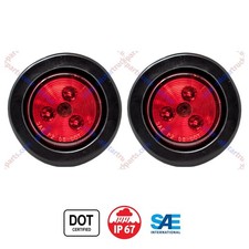 2 Round Trailer 3 Led Clearance Side Marker Lights Dot Fmvss 108 Amberred