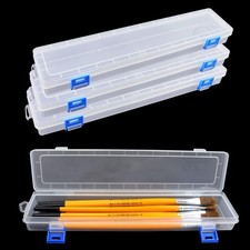 4 Pack Paint Brush Storage Box Clear Holder Long Translucent