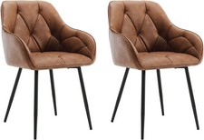 WOLTU Faux Leather Dining Chairs Padded Set of 2 Metal Legs Kitchen Home Office