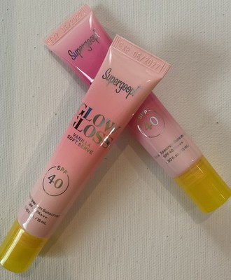 Supergoop!  Lip Service SPF 40 Vanilla Soft Serve & Pink Peppermint NIB EXP 6/27
