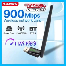 WiFi 6 USB Adapter 900Mbps Bluetooth 5.4 Dual Band 2.4G/5Ghz AX900 Network Card