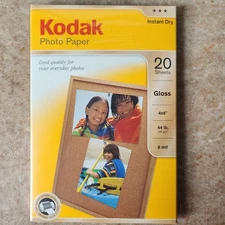 NEW Kodak 4X6 Premium Photo Paper Gloss Instant Dry 20 Sheets Inkjet SEALED