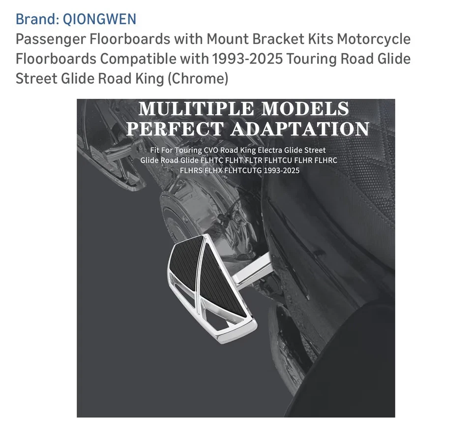 Chrome Adjustable Passenger Floorboard Pegs for Harley Touring Road Street Glide - Image 3 of 4