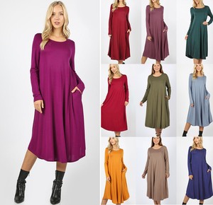 long sleeve flowy midi dress