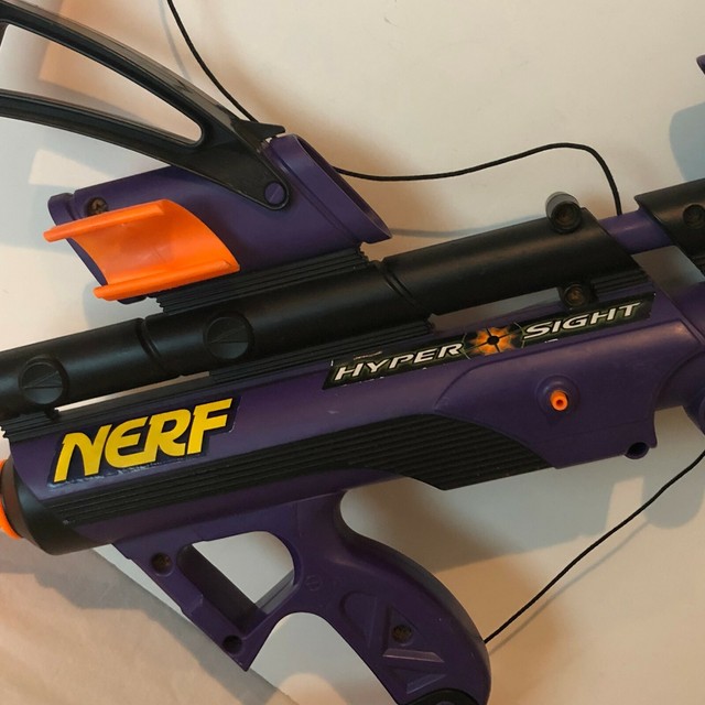 Nerf Big Bad Bow Hyper Sight Purple Vintage Arrow Blaster Gun With 2 Foam Arrows | eBay