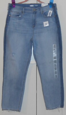 WOMEN'S OLD NAVY LIGHT WASH HIGH RISE POWER JEANS  PREFECT STRAIGHT -SIZE 12