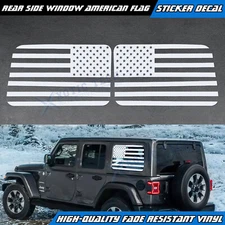 White Rear Side Window American Flag Decal For Jeep Wrangler JL JLU 2018+ 4-Door