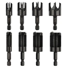 8 Pcs Wood Plug Cutter Straight and Tapered Wood Hole Plug Cutters Drill Bits
