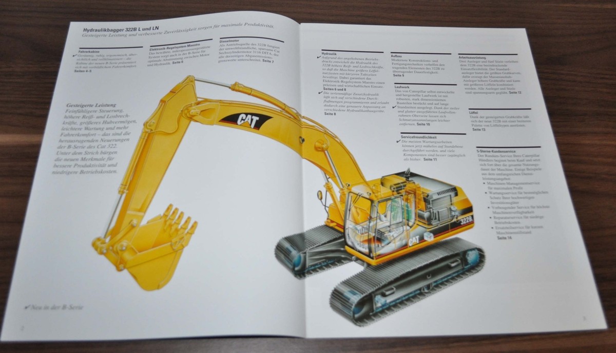 Caterpillar 322B L/LN Bagger Excavator Cat Specification Brochure