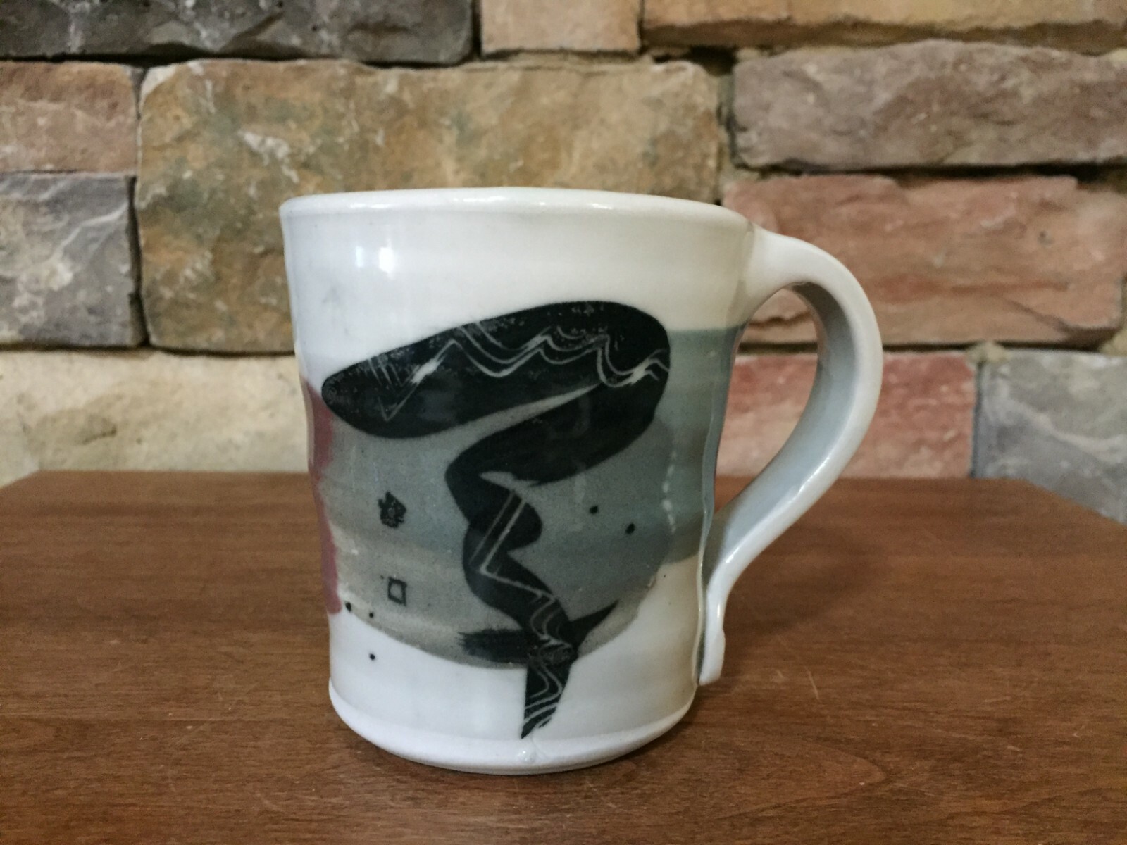 3¾" Mug~Ribbed Inside~Signed Debra Klausner~Gray~Art Pottery image 2