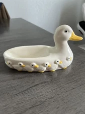Vintage 1984 Byron Molds Ceramic Duck Goose In a Row Bowl Trinket Dish 8'x4'
