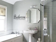 BATHROOM PLEASE WASH YOUR HANDS Vinyl Wall Decal Words Lettering Sticker Decor
