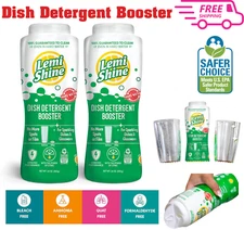 Lemi Shine Dish Detergent Booster, Removes Hard Water Spots, Multi-Use, 24 oz X2