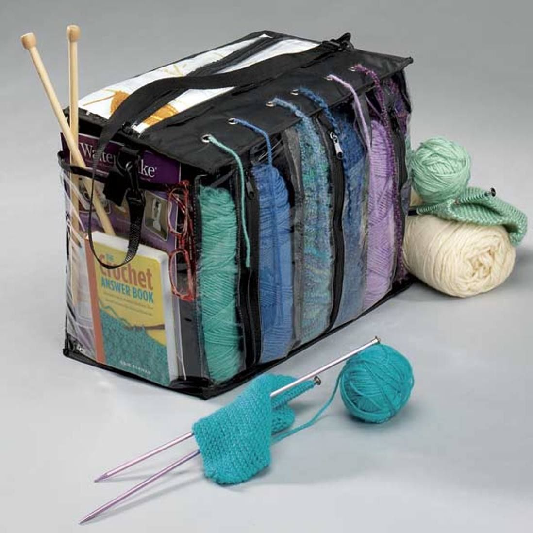 PAVILIA Knitting Bag Yarn Storage Tote - Crochet Organizer Bag Yarn Storage  H for sale online