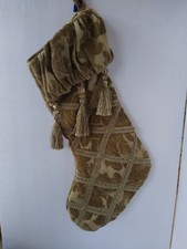 Victorian Inspired Beige/Gold Jacquard Christmas Stocking
