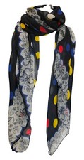 Central Chic Large Chiffon Scarf In Polka Dots Lace Design Summer Scarves