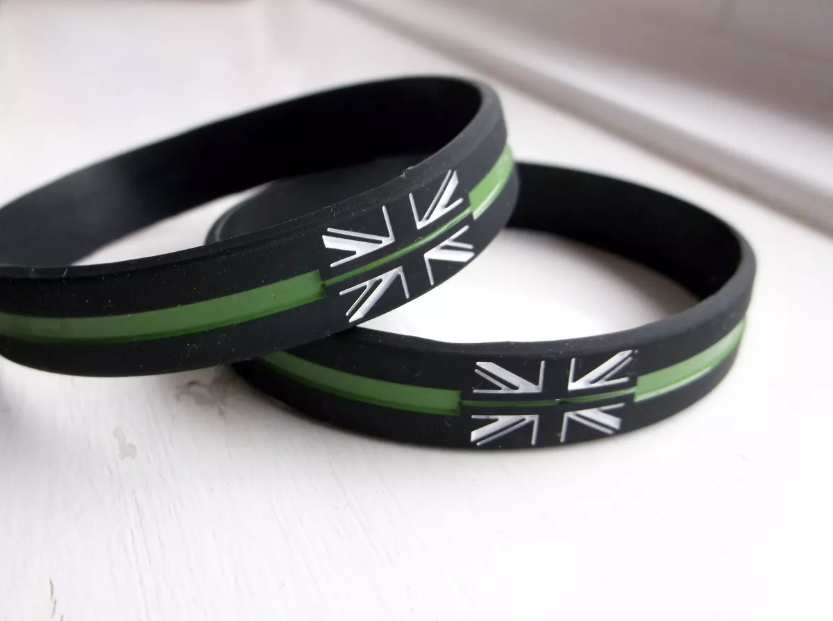 THIN GREEN LINE UK GB AMBULANCE MEDIC MOURNING BADGE WRISTBAND