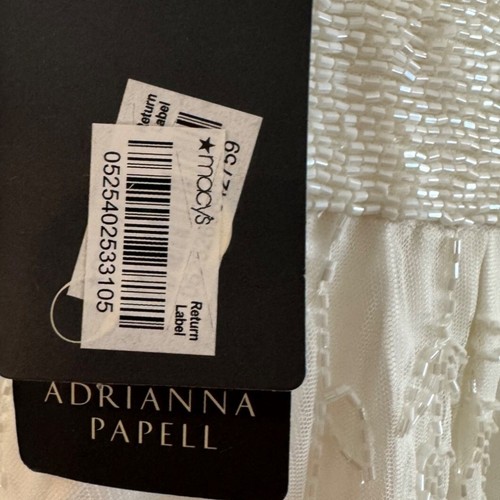 Adrianna Papell White Sleeveless V-Neck Beaded Embroidered Formal Gown Size 12 - Picture 6 of 6