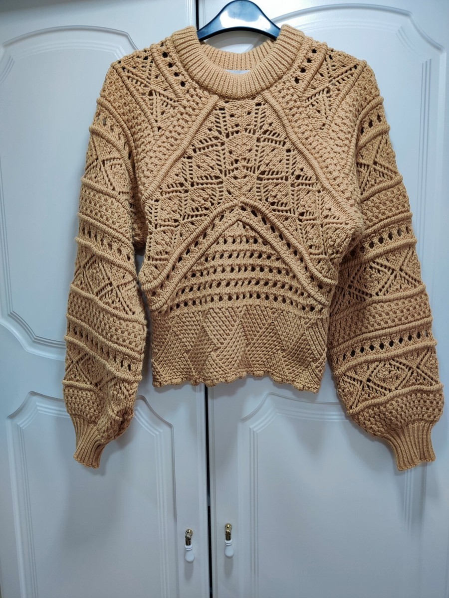 Zara camel open knit sweater, size 12 UK