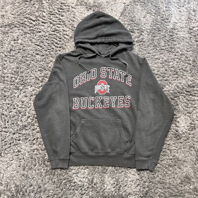 Vintage Ohio State Buckeyes Hoodie Sweatshirt Adult Medium Red Black Graphic OSU