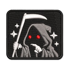 Cute Grim Reaper Pointing Multi-Color Embroidered Iron-On Patch Applique