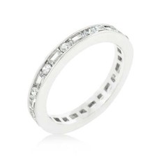 Alternating Cubic Zirconia Eternity Band 2.6 ct. Rhodium Plated