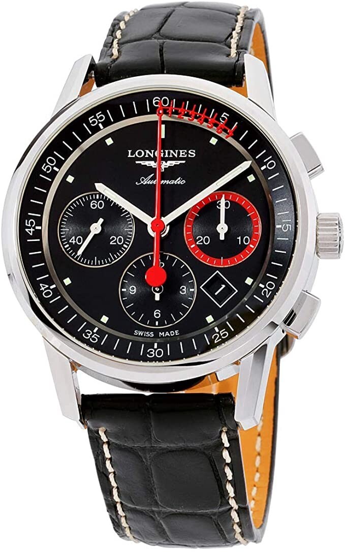 Longines Heritage Column Wheel Chronograph Leather Strap Men's