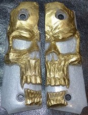 Taurus 1911 full size pistol grips gold skull on pearl plastic
