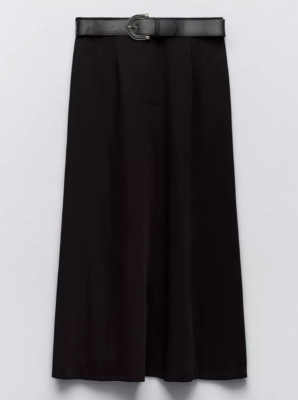Zara Women's Belted Cape Midi Length Flowy Skirt A-Line 9878/259 Size M NWT