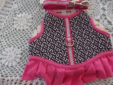 pink CHEETAH Dog Harness Vest Leash S M New Pet no choke MacBeth