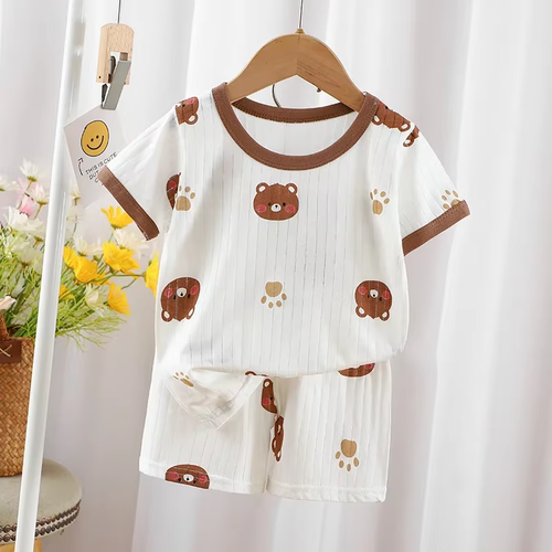 2024 Summer New Children'S Clothes Kids Short Sleeve Shorts Set Boys and Girls B