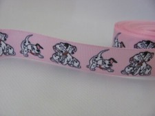 Disney Style Dogs 7/8 inch Grosgrain Ribbon Pink