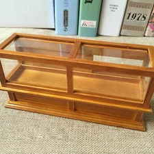 1:12 Miniature Furniture Brown Dollhouse Wooden Showcase Display Cabinet