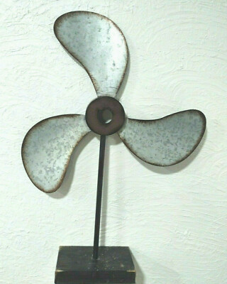 Metal Fan Boat Ship Propellor Sculpture Industrial Nautical Tabletop Decor