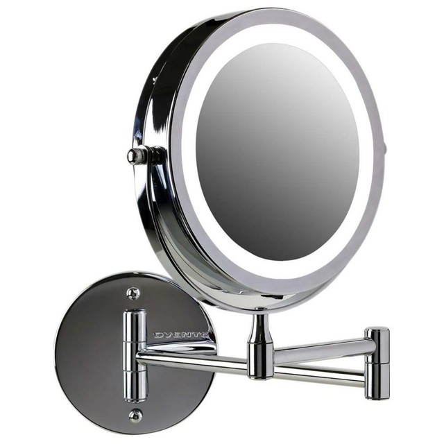 Ovente Dual Sided Wall Mount Makeup Mirror 7 Inch 1x7x Polished Ovente Dual Sided Wall Mount Makeup