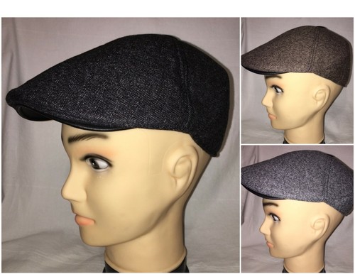 Men Classic Herringbone Newsboy Gatsby Winter Cap 6 panel Cabbie Golf Hat - Picture 4 of 16